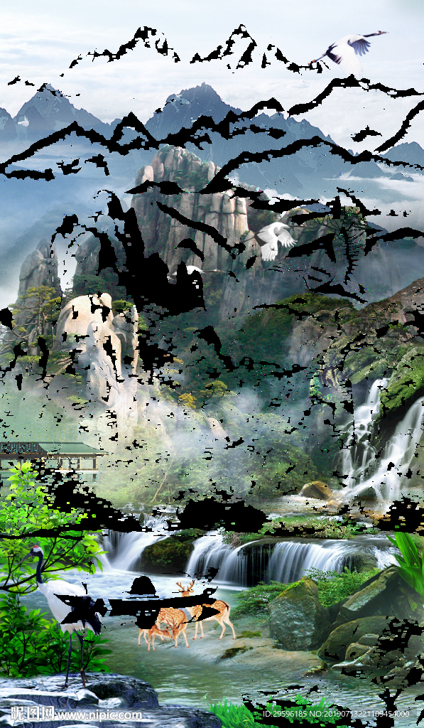 现代 山水高档画 TIF分层