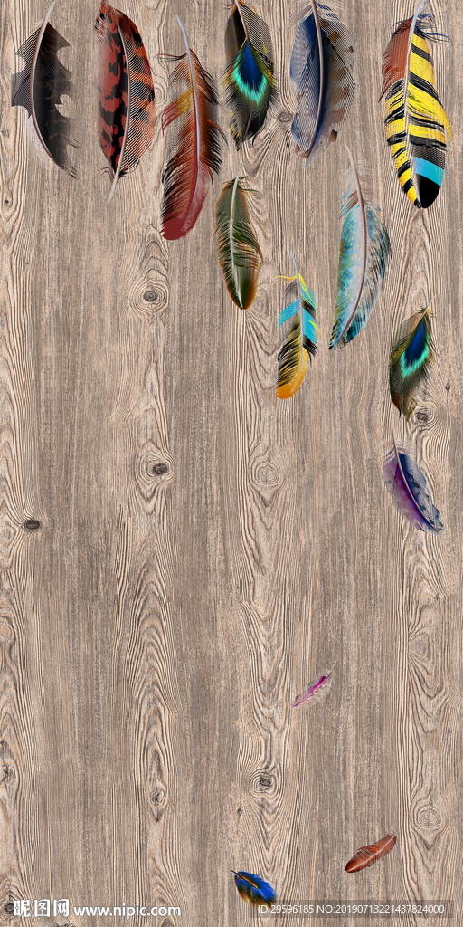 木纹 羽毛背景墙画 TIF分层