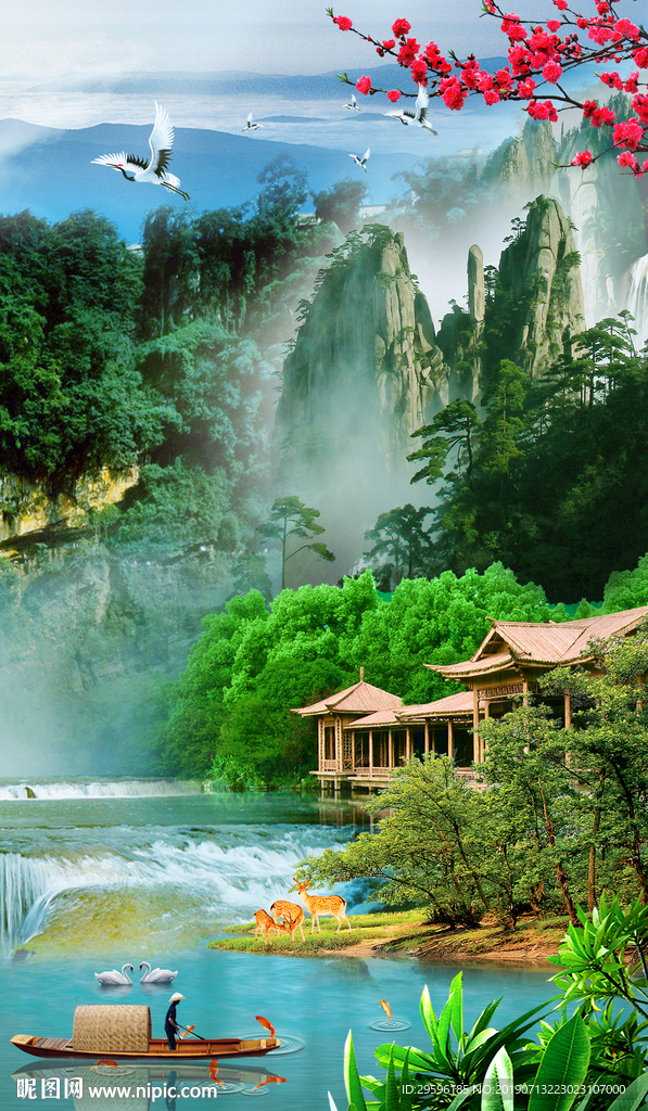 客厅山水意境画 TIF分层