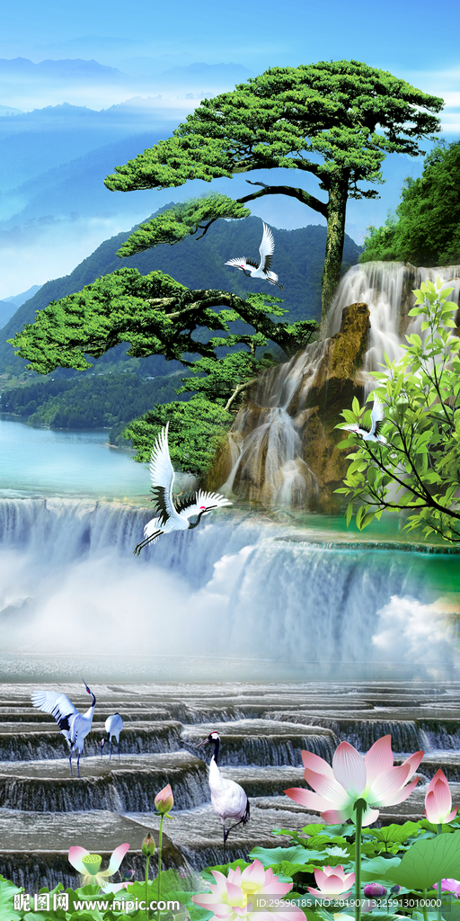 新中式山水意境画 TIF分层