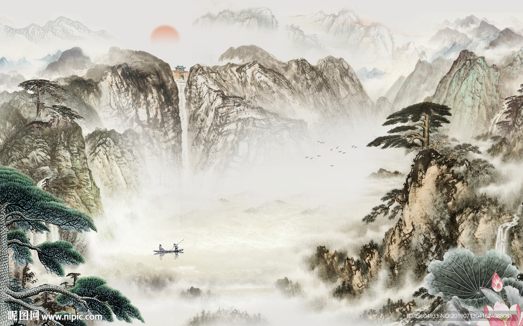 高档山水意境背景 TIF分层