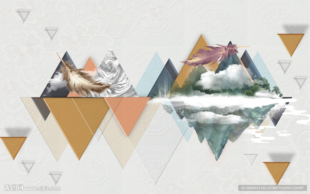 三角形TIF分层 欧式背景墙