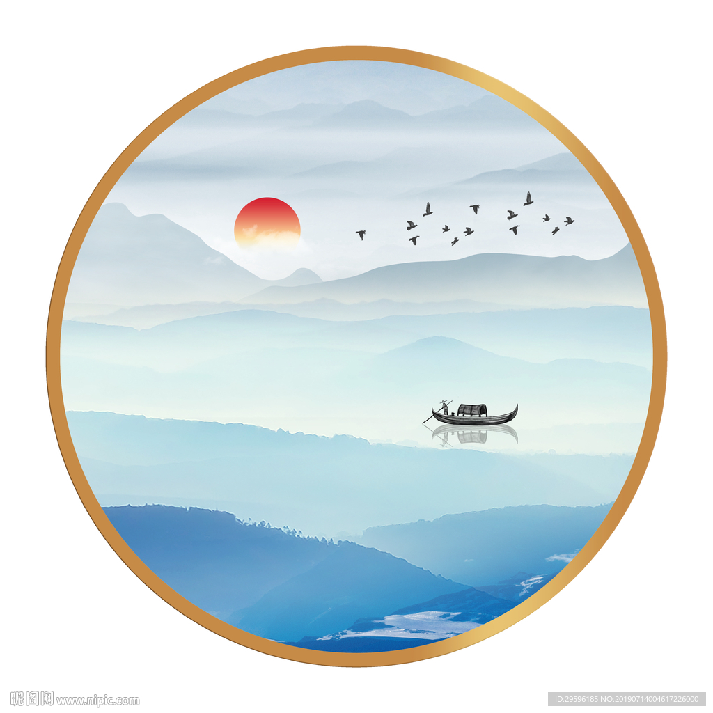 精品装饰山水画 TIF分层