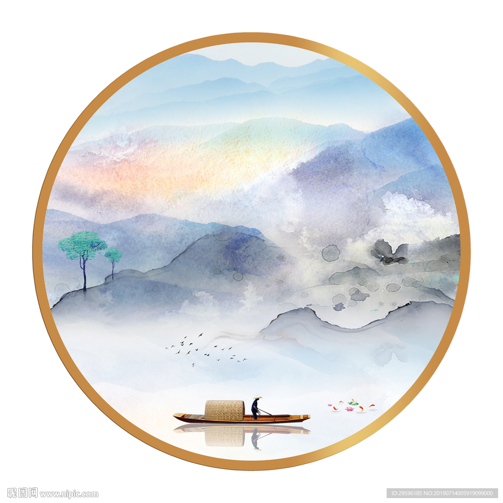 大气装饰山水画 TIF分层