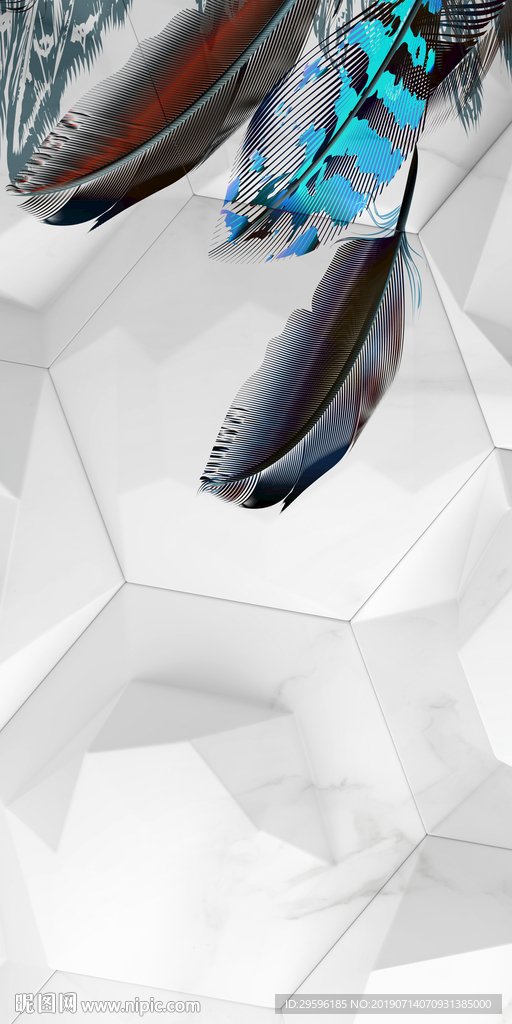 立体羽毛装饰画 TIF分层