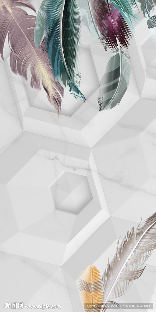 大气精品羽毛装饰画TIF分层