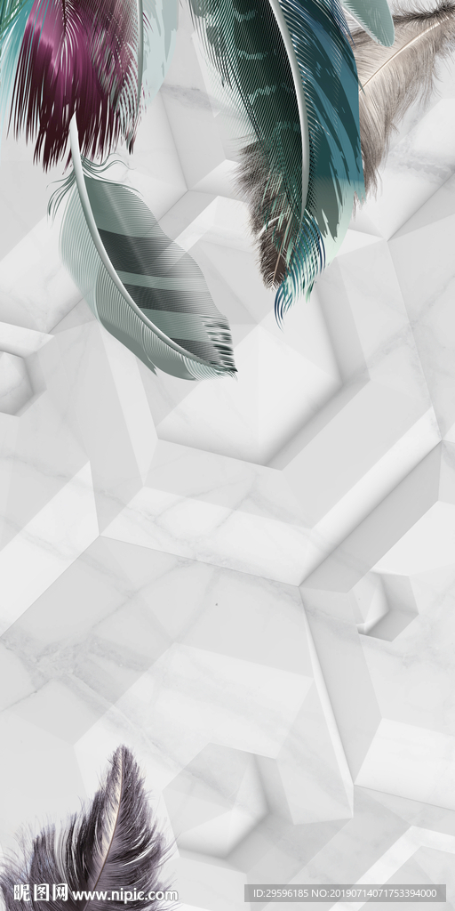 现代 羽毛装饰画 TIF分层