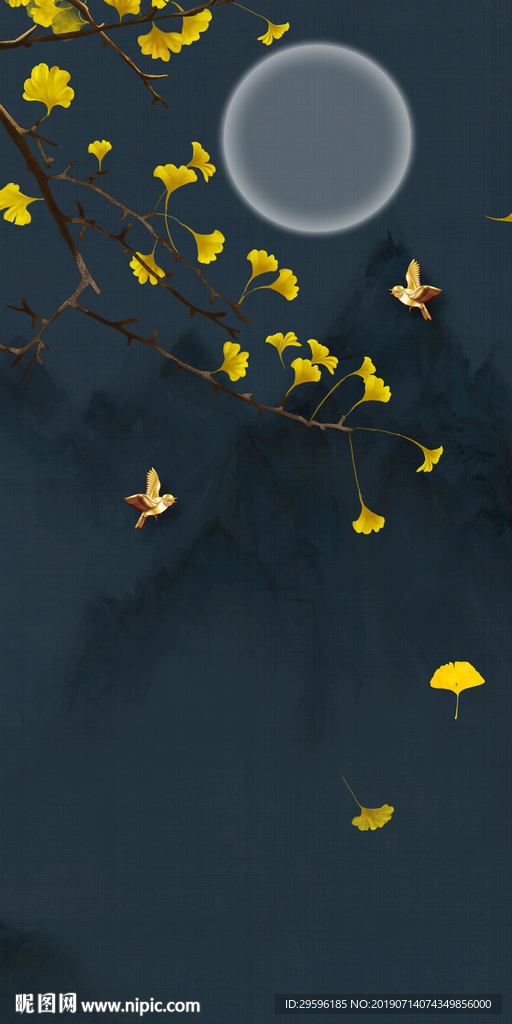 现代 花鸟装饰画 TIF分层