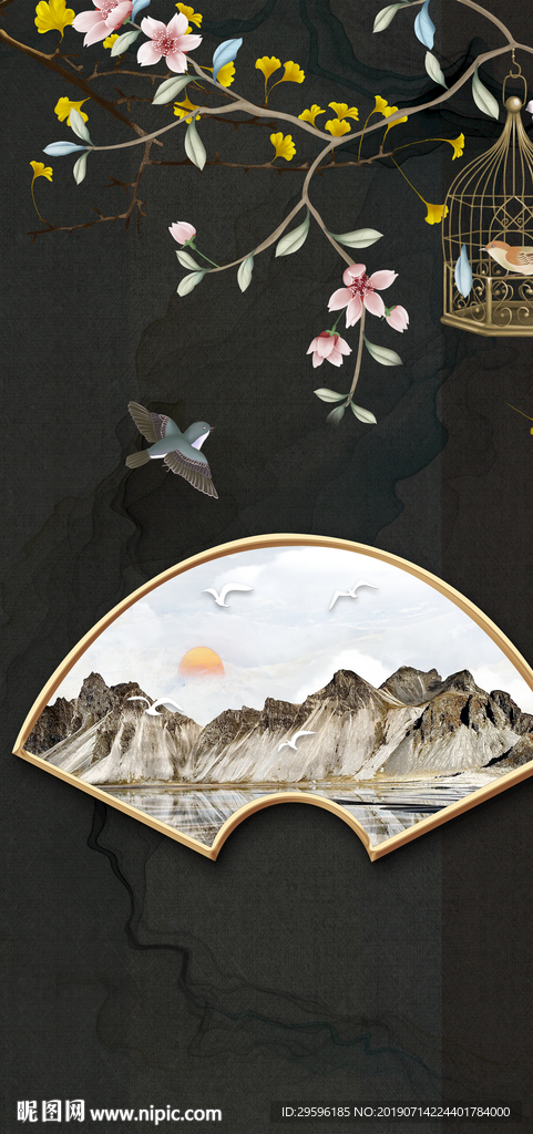 高档奢华玄关画 TIF分层