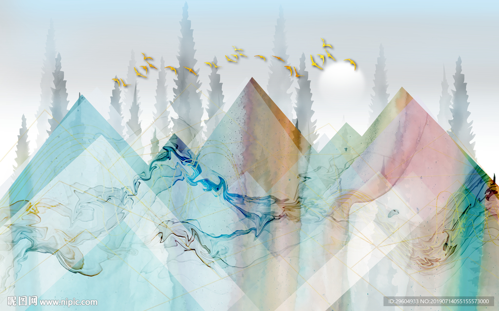 几何 TIF分层 欧式背景墙