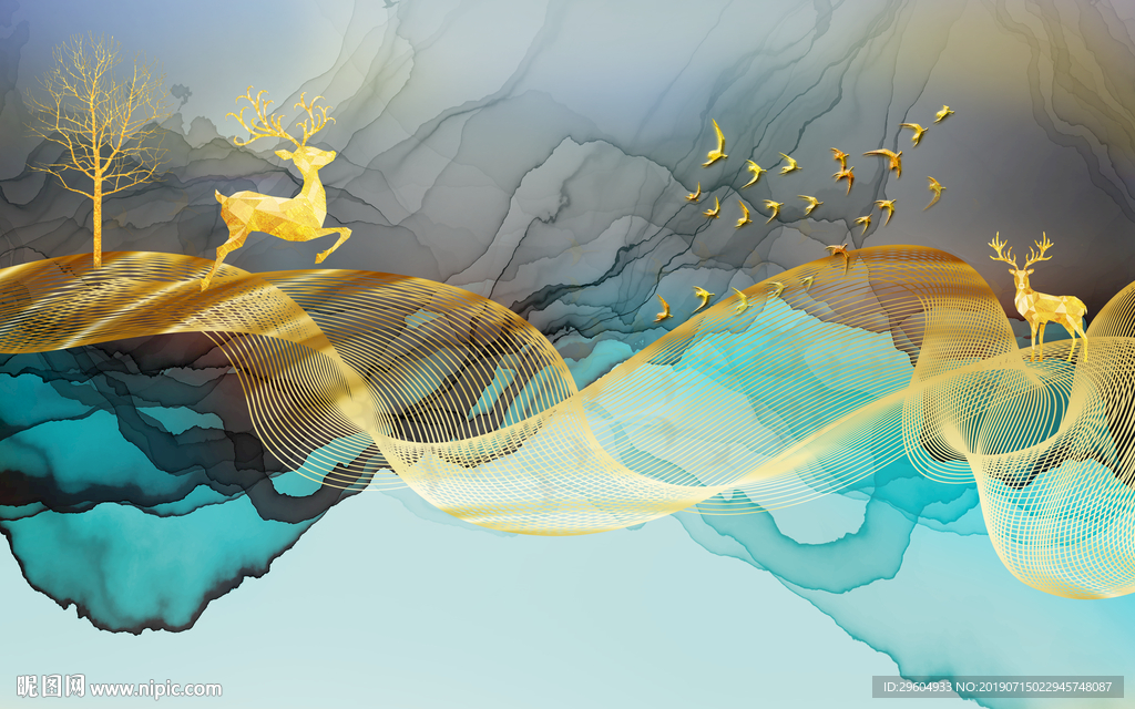 线条背景墙 高档TIF分层