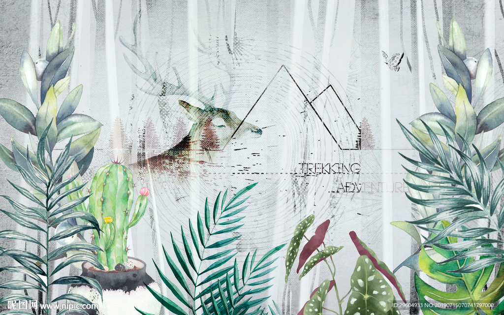 北欧背景墙 高档TIF分层