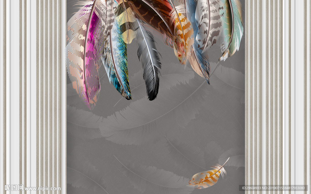 羽毛背景墙 高档TIF分层