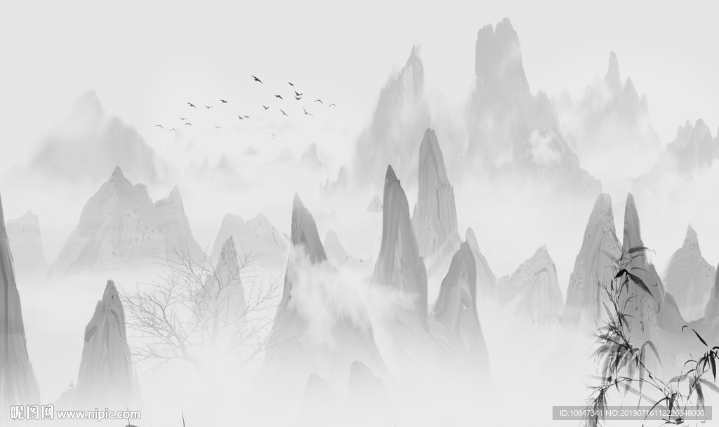 高清新品水墨壁画 TIF分层