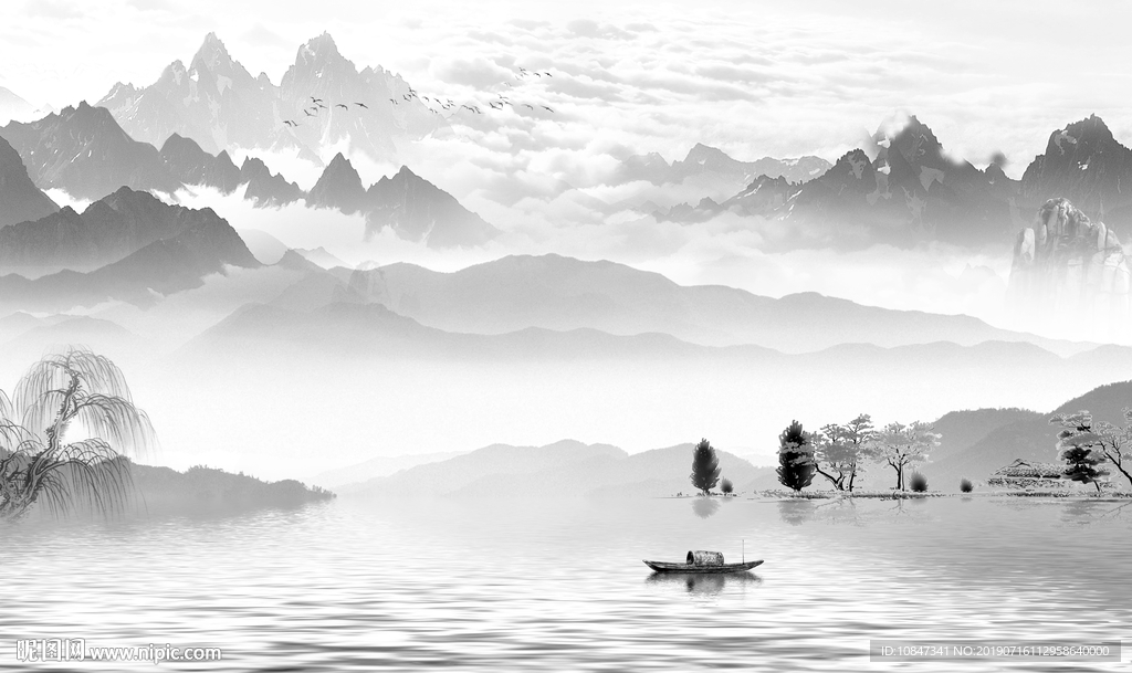 中国风新品水墨壁画 TIF分层