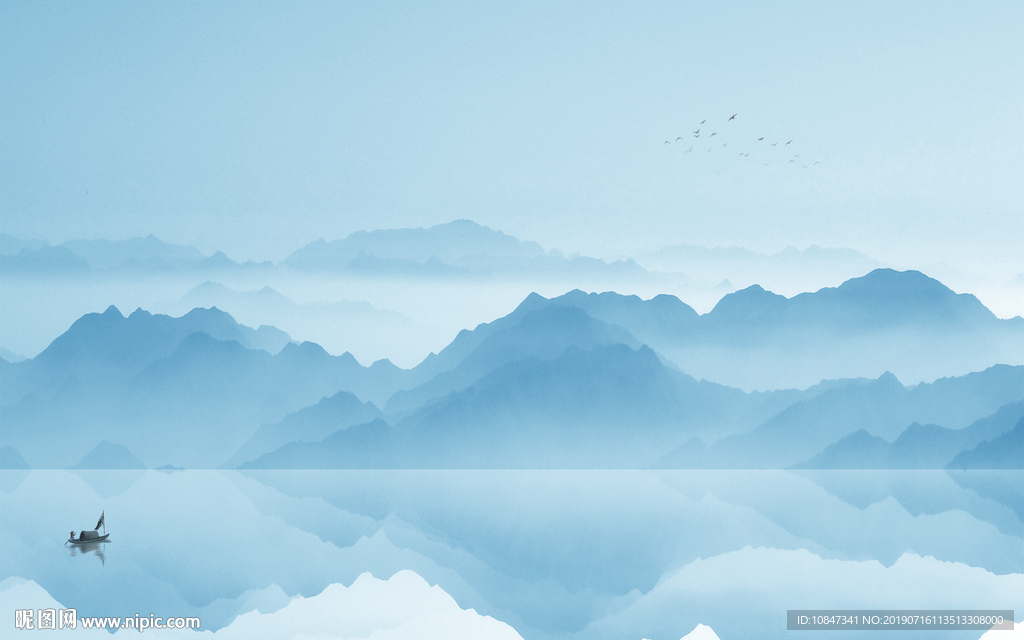 中式 新品水墨壁画 TIF分层