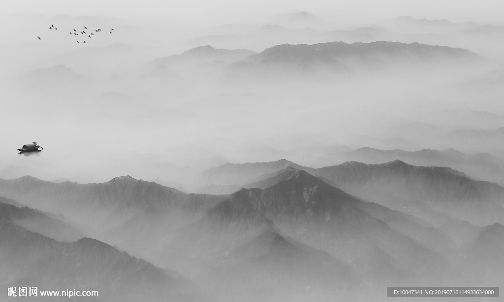 云海高档水墨画 TIF分层