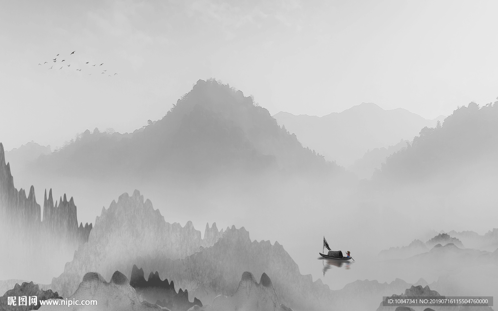 灰色高档水墨画 TIF分层