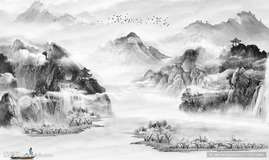 中国风高档水墨画 TIF分层