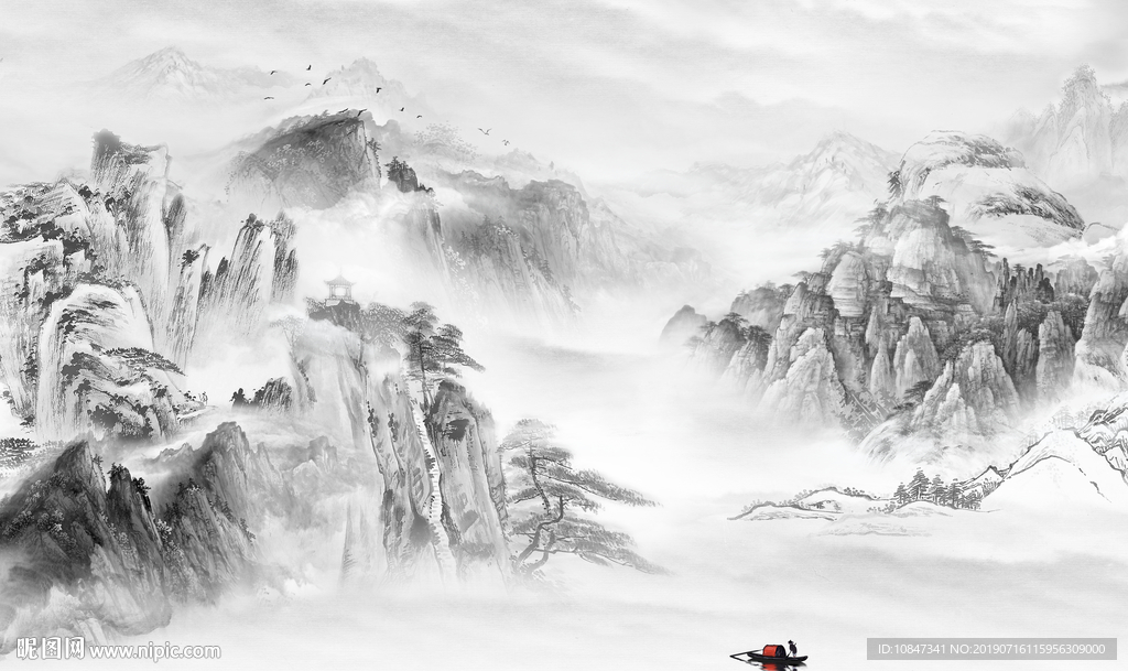 精品高档水墨画 TIF分层