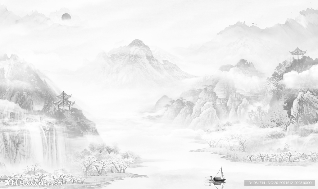 中式 高档水墨画 TIF分层