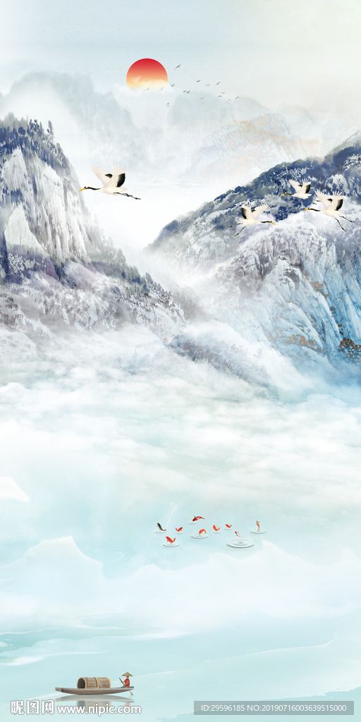 新中式新款新玄关画 TIF分层