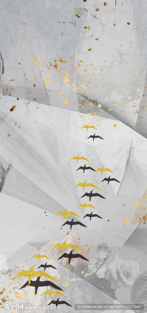 金色新品玄关画 TIF分层画