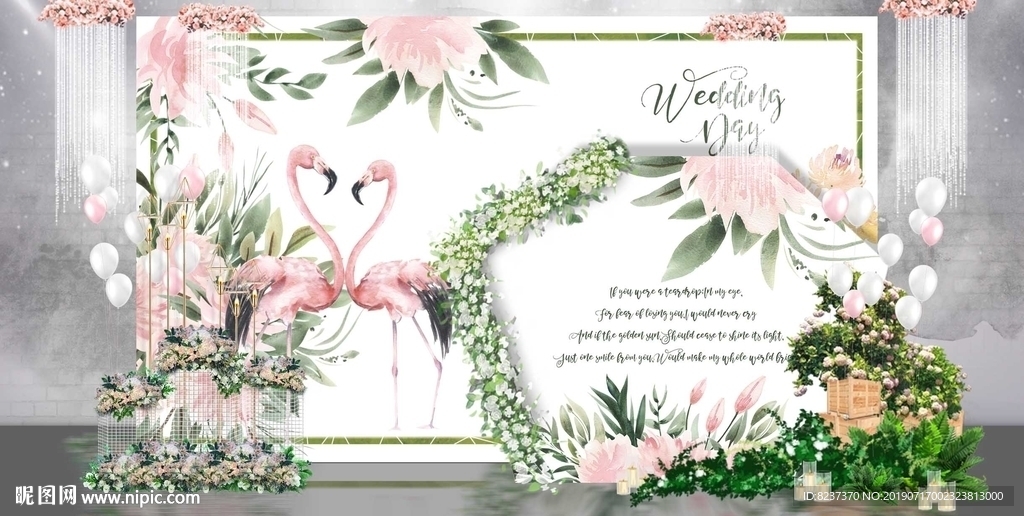 合影墙 仙鹤 花 花朵 藤蔓