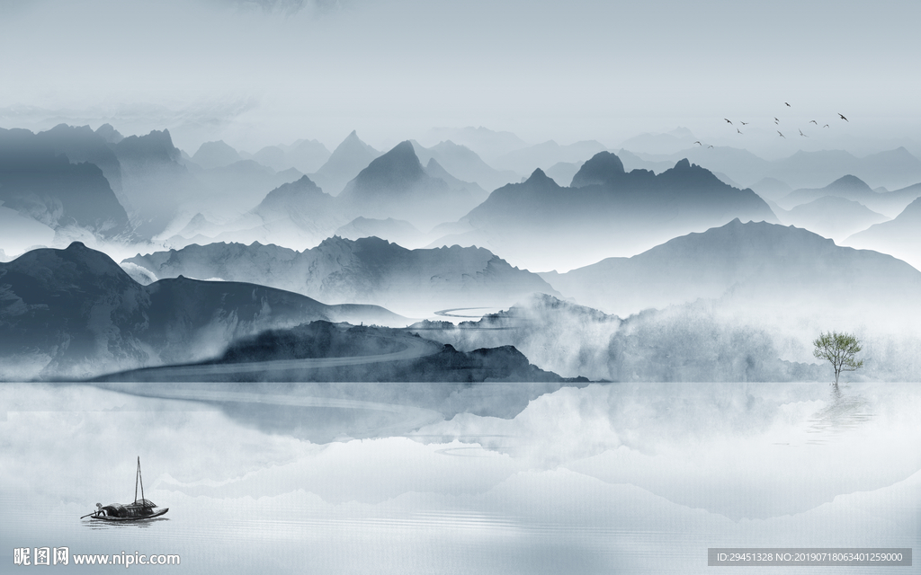 意境高清水墨画 TIF分层画