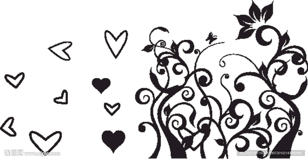 矢量花纹 花瓣花朵 花藤绿叶