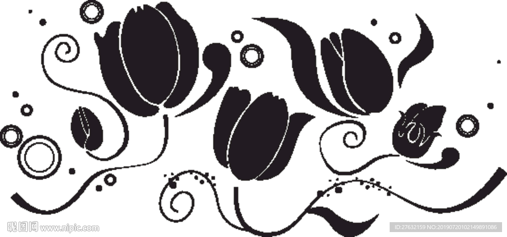 矢量花纹 花瓣花朵 花藤绿叶