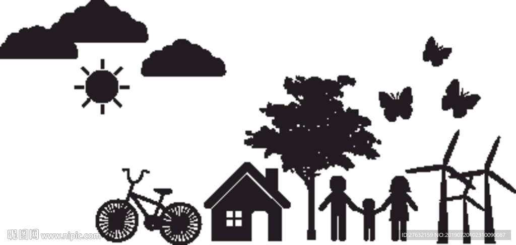 家庭抽象 团圆 远山 云彩