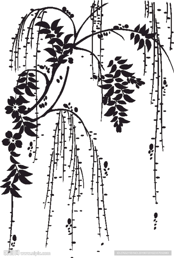 矢量花纹 花瓣花朵 花藤绿叶