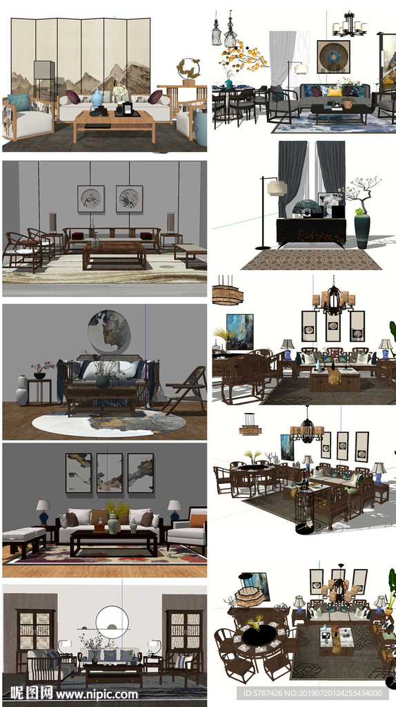 中式沙发组合模型