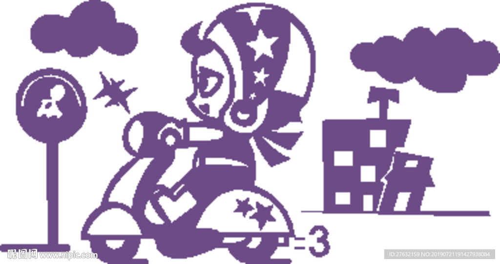 卡通摩托车手 矢量硅藻泥