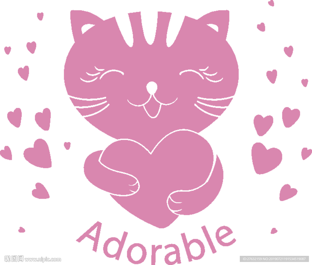 心型卡通猫咪矢量