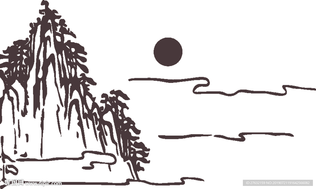 山水 日出 云海 矢量