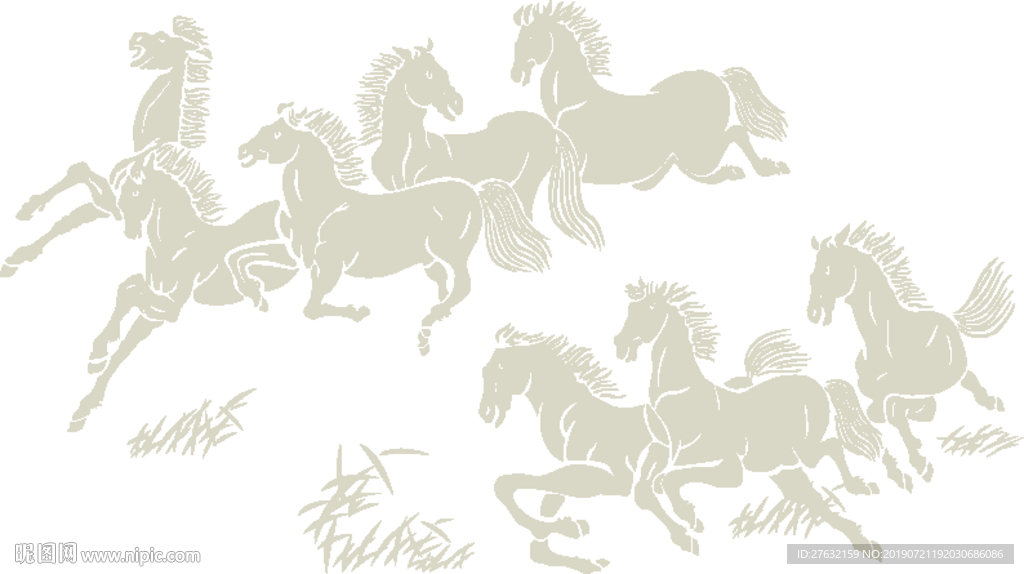 万马奔腾八骏图 骏马