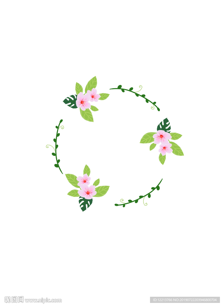 花环 简单 手绘 叶 底图边框