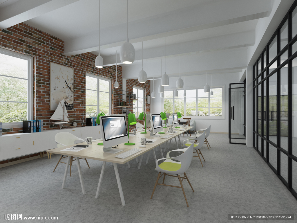 现代工业风办公室装修效果图