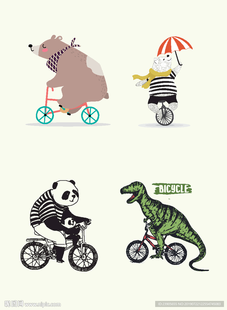 矢量卡通动物公仔形象设计