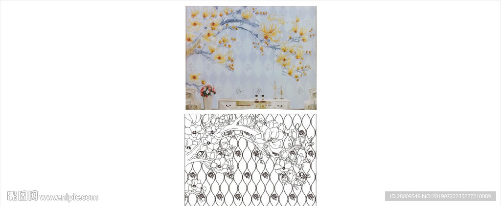 欧式 玉兰背景墙