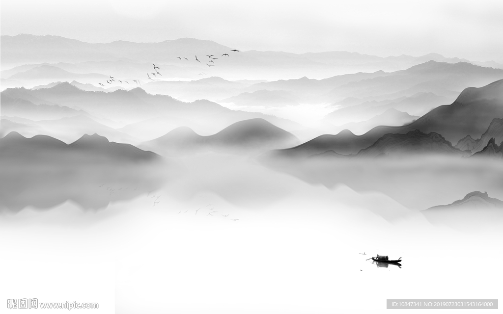 新中式新品水墨画 TIF分层