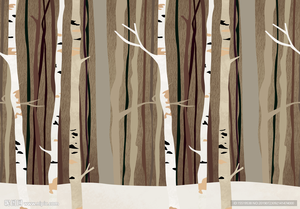 电视背景墙 树林