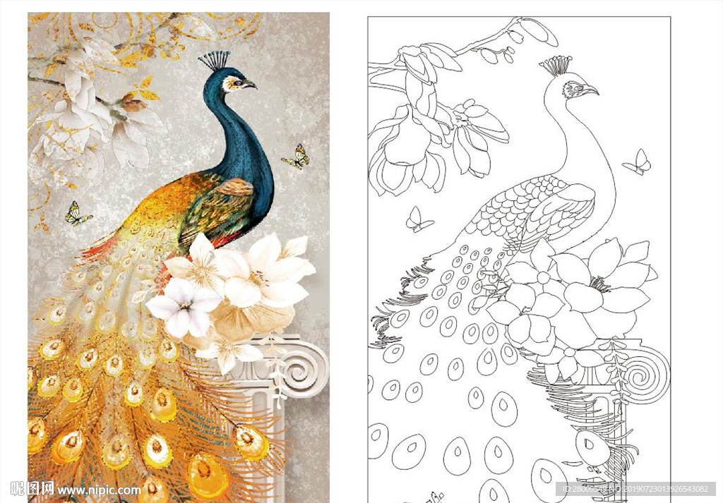 孔雀 玉兰 欧式