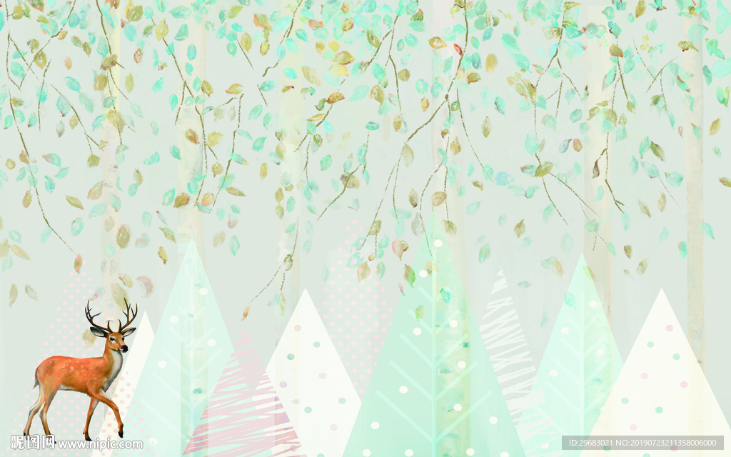 精品TIF分层 北欧 麋鹿