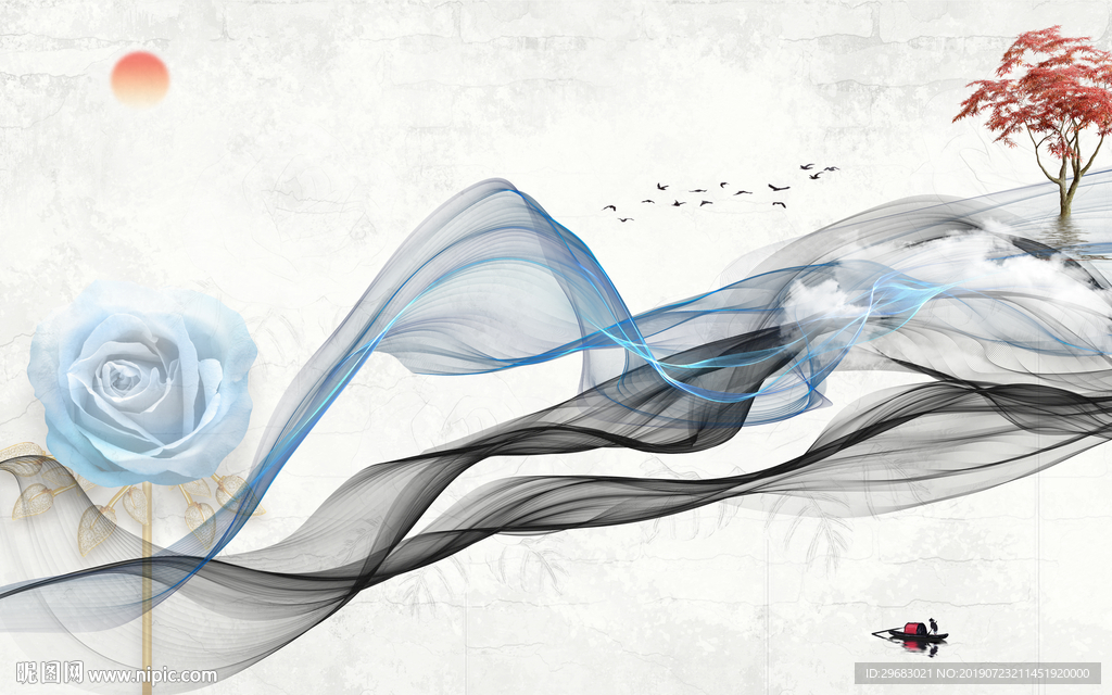 抽象线条TIF分层 北欧 麋鹿