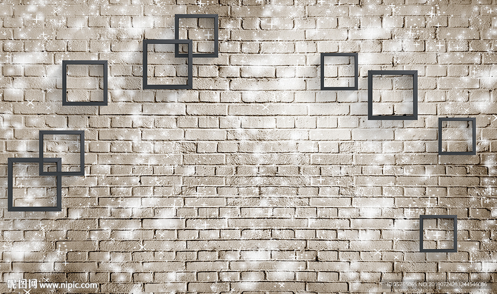 简约框框砖墙电视背景墙