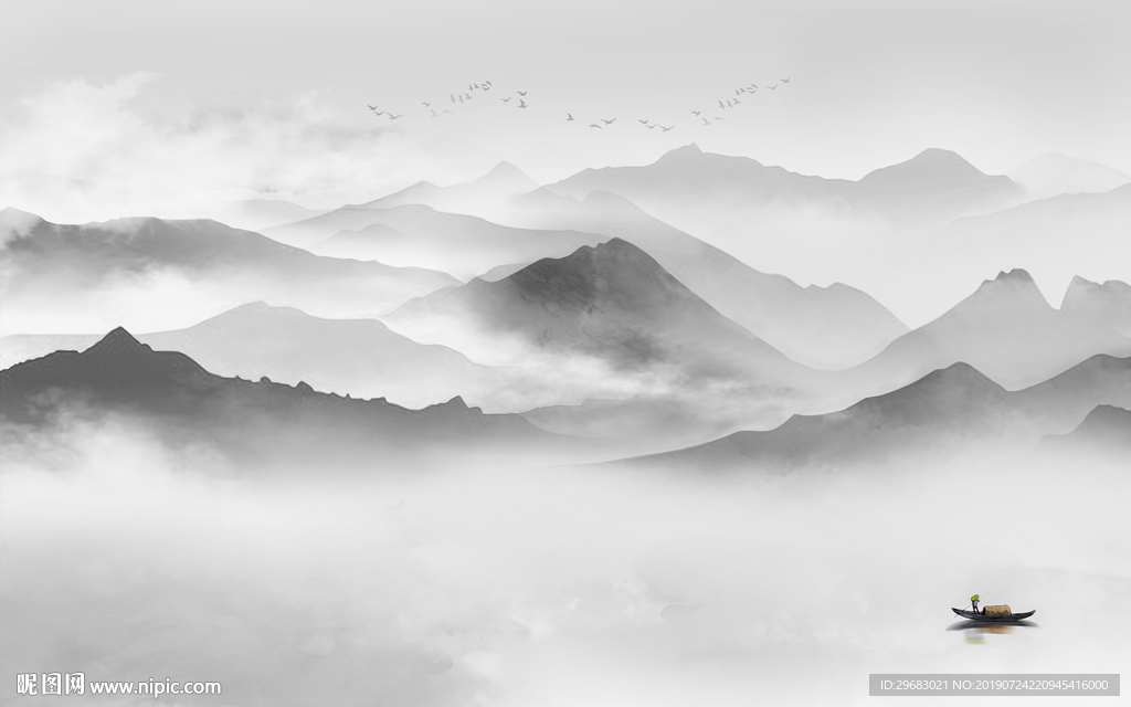 高清装饰山水画 TIF分层