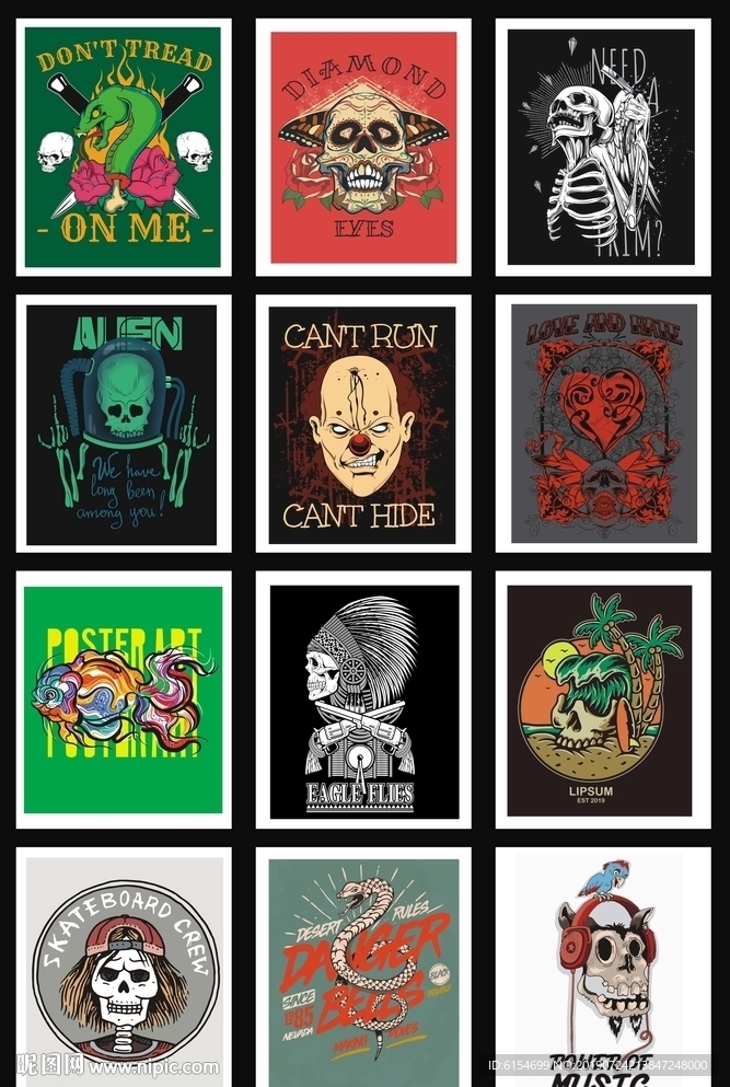 创意个性抽象骷髅头图案